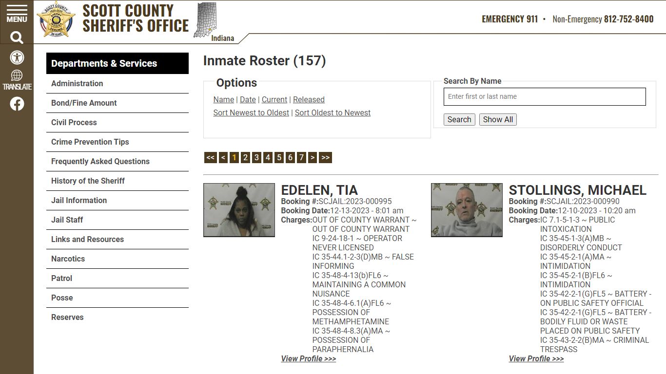 Inmate Roster (164) - Scott County Sheriff